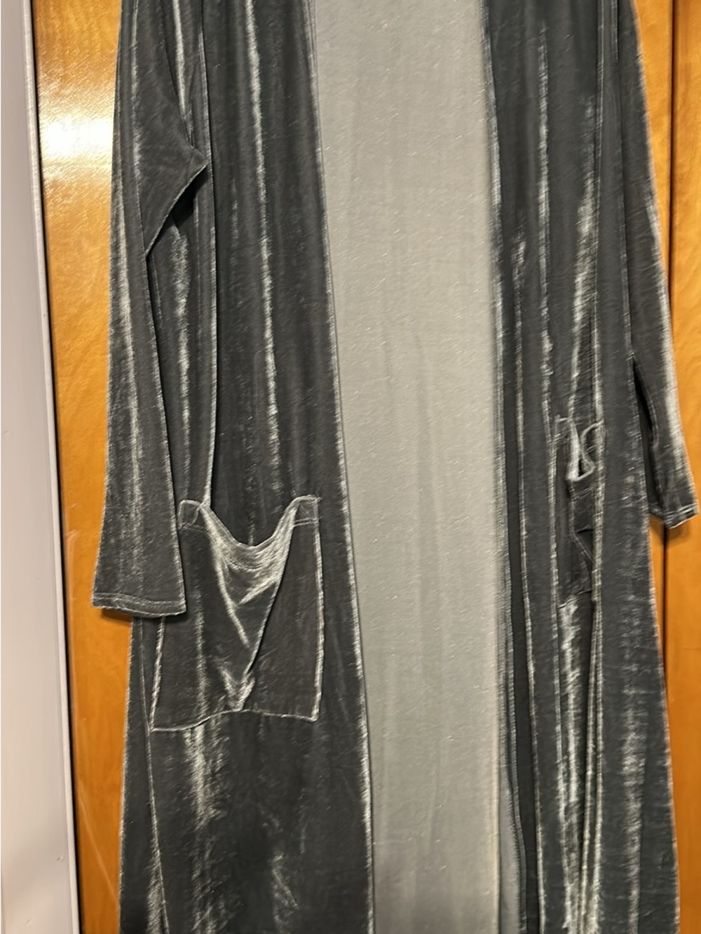 LuLaRoe Velvet Open-Front Robe in Charcoal